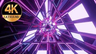 10 Hour 4k TV meditation screensaver triangle metallic Neon tunnel Abstract background video loop