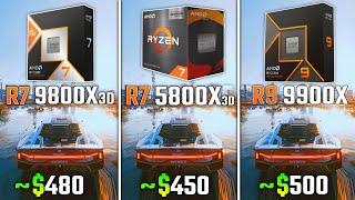 RYZEN 7 9800X3D vs RYZEN 7 5800X3D vs RYZEN 9 9900X | Test in 6 Games