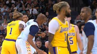 Chris Paul throws elbow at D'Angelo Russell so DLo bumps him and they have words 