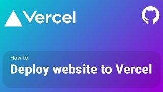 How to deploy your website to Vercel for free