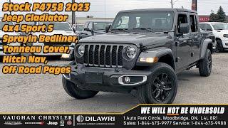 2023 Jeep Gladiator 4x4 Sport S Bed liner, Tonneau Cover,  Nav, at Vaughan Chrysler stock P4758