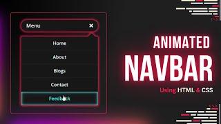 How To Create Animated Navbar With Menu Hover Animation Effects Using HTML & CSS.