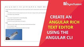 Create an Angular Rich Text Editor Using Angular CLI