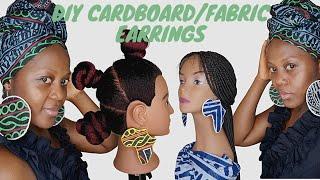 DIY cardboard fabric covered earrings/African fabric accessories/Fun cardboard art & craft