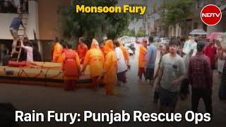 Inflatable Boats, Ladders Used To Evacuate Residents In This Flooded Punjab City