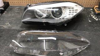 F10 BMW 5 series M5 headlight lens replacement (step by step)