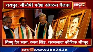 Chhattisgarh BJP संगठन की अहम बैठक | Vishnu Deo Sai, Raman Singh, Dharamlal Kaushik मौजूद