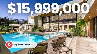 GRAND $16M MODERN MIAMI MANSION on Half Acre + seamless indoor-outdoor living in Bay Harbor Islands!