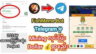 Telegram မှ Fishmeme bot mining လုပ်ပြီး Dollar ယူနည်း || 2024မှအပေးကြမ်းဆုံး project