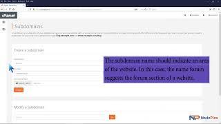 How to Create a Subdomain in cPanel with NodePlex