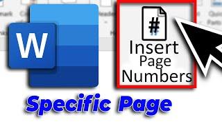 How to insert page numbers in MS Word from a specific page