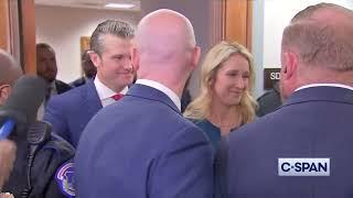 Pete Hegseth and team depart committee room after Defense Secretary nomination hearing (1-14-2024)