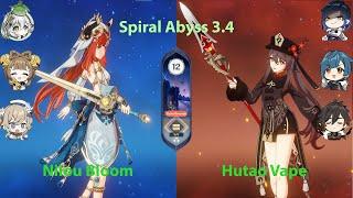 3.4 Spiral abyss floor 12 first attempt | C0 Hutao Vape and Nilou Bloom ft yao yao