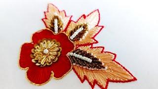 Hand embroidery load stitch |Hand embroidery Flower design |Designer razi