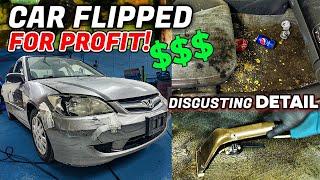 Flipping This $1000 Honda Civic For Profit $$$ Side Hustle! Disgusting Car Detailing Restoration