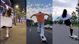 Longboard and skateboard | TIKTOK fashion skate moment compilation kwai girls and boys #37