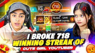 I Broke Cute Girl’s 718 Winning Streak  Aditech Vs Cute Girl - लड़की गुस्सा हो गयी  - Free Fire