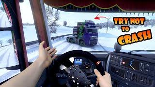 POV in ETS2 Multiplayer | Try not to crash w/ winter mod, Duisburg - Calais full mixed reality drive