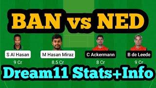 BAN vs NED Dream11|BAN vs NED Dream11 Prediction Today Match|BAN vs NED Dream11 Team|