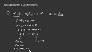 Solving Equations in Quadratic Form