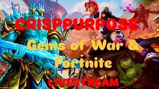 Crisp Purpose Gems of War & Fortnite Livestream, Campaign Mythic Team, Holiday Event Troop Team.