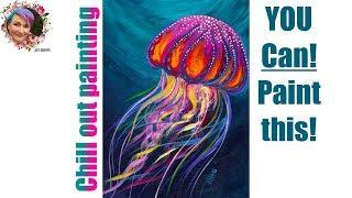 Jellyfish Easy Mellow Step by step Painting in acrylic Live streaming | TheArtSherpa