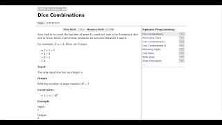 Intro to Dynamic Programming + Dice Combinations (CSES)