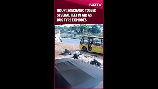 Udupi: Mechanic Tossed Several Feet In Air As Bus Tyre Explodes