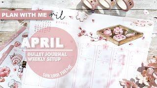 [PLAN WITH ME] Sakura/Cherry Blossom Bullet Journal | April 2021 Weekly Setup