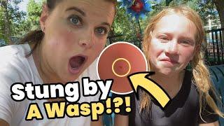 Girl gets stung by BEE at amusement park | Mower Moments Family Vlog