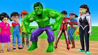Scary Teacher 3D vs Squid Game Become Superhero And Defeat Giant Hulk 5 Times Challenge Granny Win