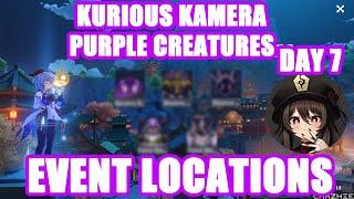 [Genshin Impact] Kurious Kamera Day 7 - Purple Creatures Locations Genshin Impact