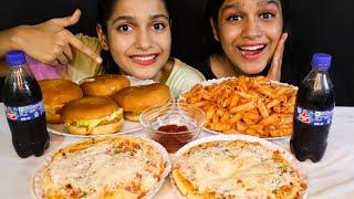 CHEESY PIZZA, MEXICAN BURGER, SPICY PASTA EATING CHALLENGE | PIZZA, BURGER, PASTA EATING CHALLENGE