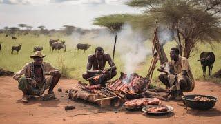 Hunters Of The Hadzabe Tribe | Exploring Their Raw Meat Cooking And Hunting Traditions!