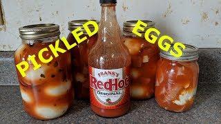 Pickled Eggs And Sausage Using Franks Red Hot Sauce