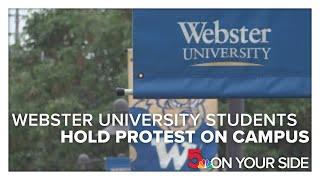 Webster University students protest budget cuts and leadership