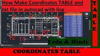 How make coordinates table and txt file in autocad with lisp