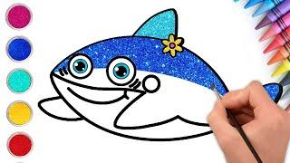 How to Draw Baby Shark | Cute Baby Shark Drawing | Chiki Art | Hooplakidz HowTo