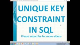 Unique Constraint in SQL