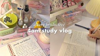 4am productive study vloglots of studying, cleaning my room, organising skincare, snack haul⋆𐙚