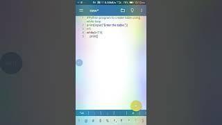 Table with python program               #Table using while loop