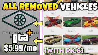 GTA Online All Removed Vehicles (with Pics) Recycled Into The Vinewood Car Club Behind a Paywall