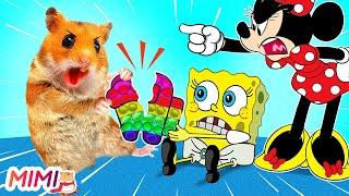 POP IT Battle! Hamster MiMi vs SpongeBob - Who's The Winner? | HAMSTER WORLD MIMI