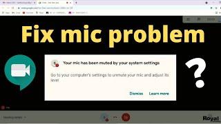 Google Meet Your mic muted by your system setting || solve google meet mic problem 100% Working