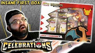 *INSANE EARLY OPENING!* Early Pokemon Celebrations Lance's Charizard V Box Opening! | Pokemon TCG