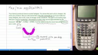 Max Min Application of a Quadratic Function (Example 1)