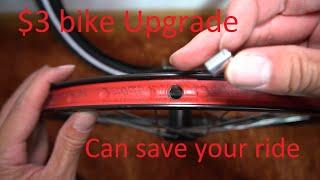 The $3 bike upgrade that can save your ride: Schrader valve to presta adapter.