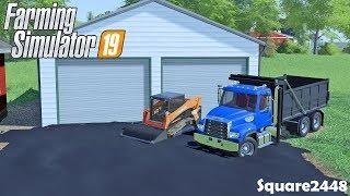 Garage Is Built! | Paving New Driveway | Kubota Skidsteer | Dump Trucks | Construction | FS19