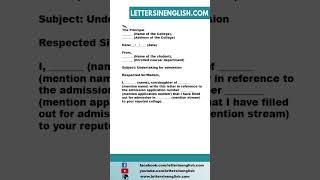 Letter of Undertaking for College Admission - Letter of Undertaking for College Admission