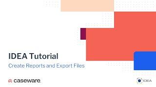 Reports and File Formats | IDEA 12 Tutorial (EN)